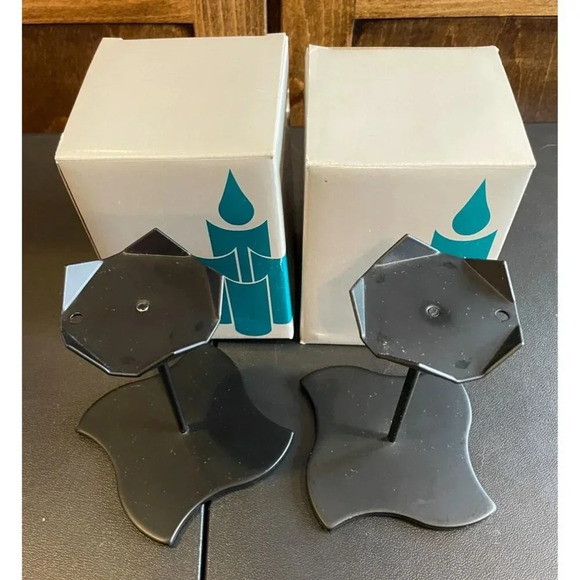 Vintage Partylite Windswept Base Candle Holder Stands 4 3/4" USA Set of 2 P0101 - Picture 2 of 6